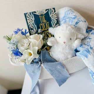 Baby in Bloom | Customizable Baby Gift Basket - Plum Sage Flowers