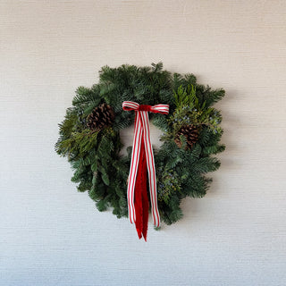 Candy Cane Lane | Fresh Mixed Greenery Holiday Wreath - Plum Sage Flowers