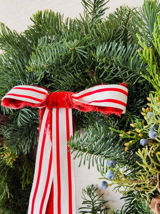 Candy Cane Lane | Fresh Mixed Greenery Holiday Wreath - Plum Sage Flowers