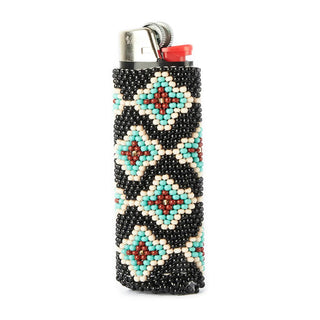 Chocolate Mint Chip - Beaded Lighter Case in Black & Teal - Plum Social Events & Flowers