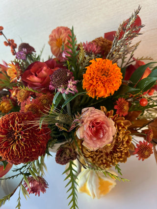 Fall Elegance | Compote Centerpiece - Plum Sage Flowers