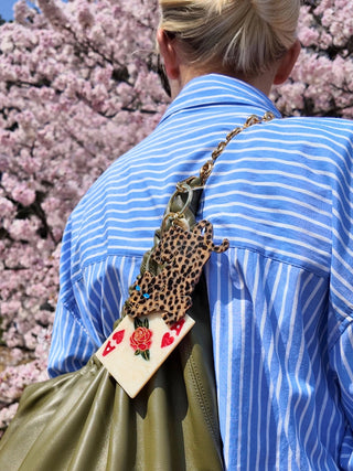 Hand - painted Leopard Bag Charm + Keychain | Eco - Friendly - Plum Social Events & Flowers