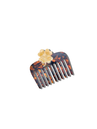Hand - painted Lucky Clover Pocket Comb - Plum Sage Flowers