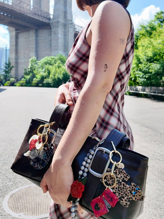 Hand - painted True Love Bag Charm + Keychain | Eco - Friendly - Plum Sage Flowers