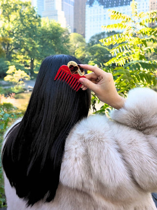 Hand - painted True Love Pocket Comb - Plum Sage Flowers