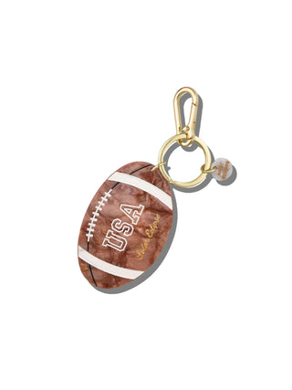 Hand - painted Vintage Football Bag Charm + Keychain - Plum Sage Flowers