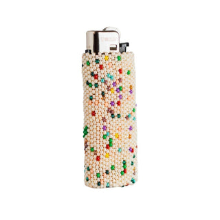 Poppers - Native Beaded Artisan Lighter with Vibrant Colors - Plum Sage Flowers