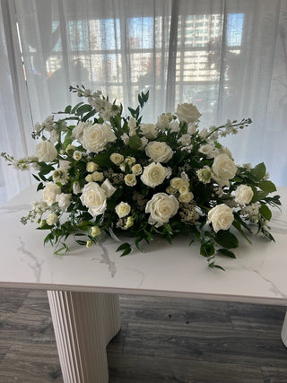 Sympathy Flower Arrangement - Casket Spray - Plum Sage Flowers