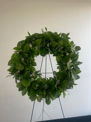 Sympathy Flower Arrangement - Funeral Wreath - Plum Sage Flowers