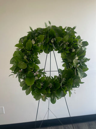 Sympathy Flower Arrangement - Funeral Wreath - Plum Sage Flowers