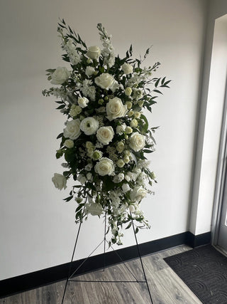 Sympathy Flower Arrangement - Standing Funeral Spray - Plum Sage Flowers