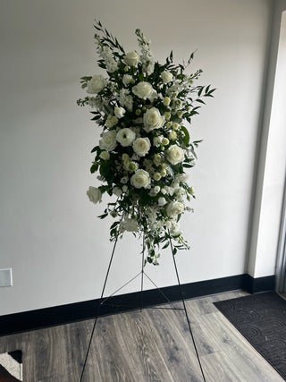 Sympathy Flower Arrangement - Standing Funeral Spray - Plum Sage Flowers