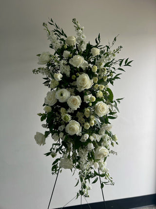 Sympathy Flower Arrangement - Standing Funeral Spray - Plum Sage Flowers