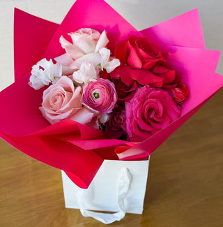 Valentine's Day Flowers Denver Pre - Order: Dream Girl Bouquet Bag - Plum Social Events & Flowers