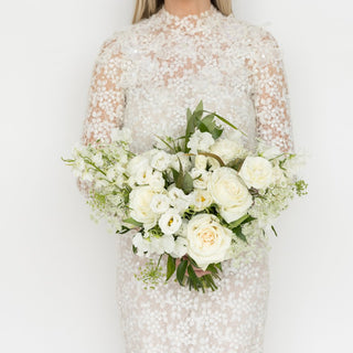 Ivory & Green Bridal Bouquet - Plum Sage Flowers